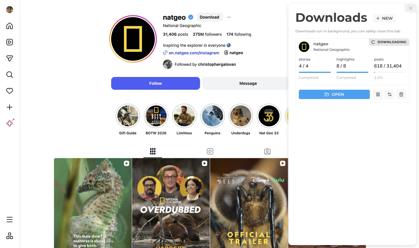 Active download showing progress bars