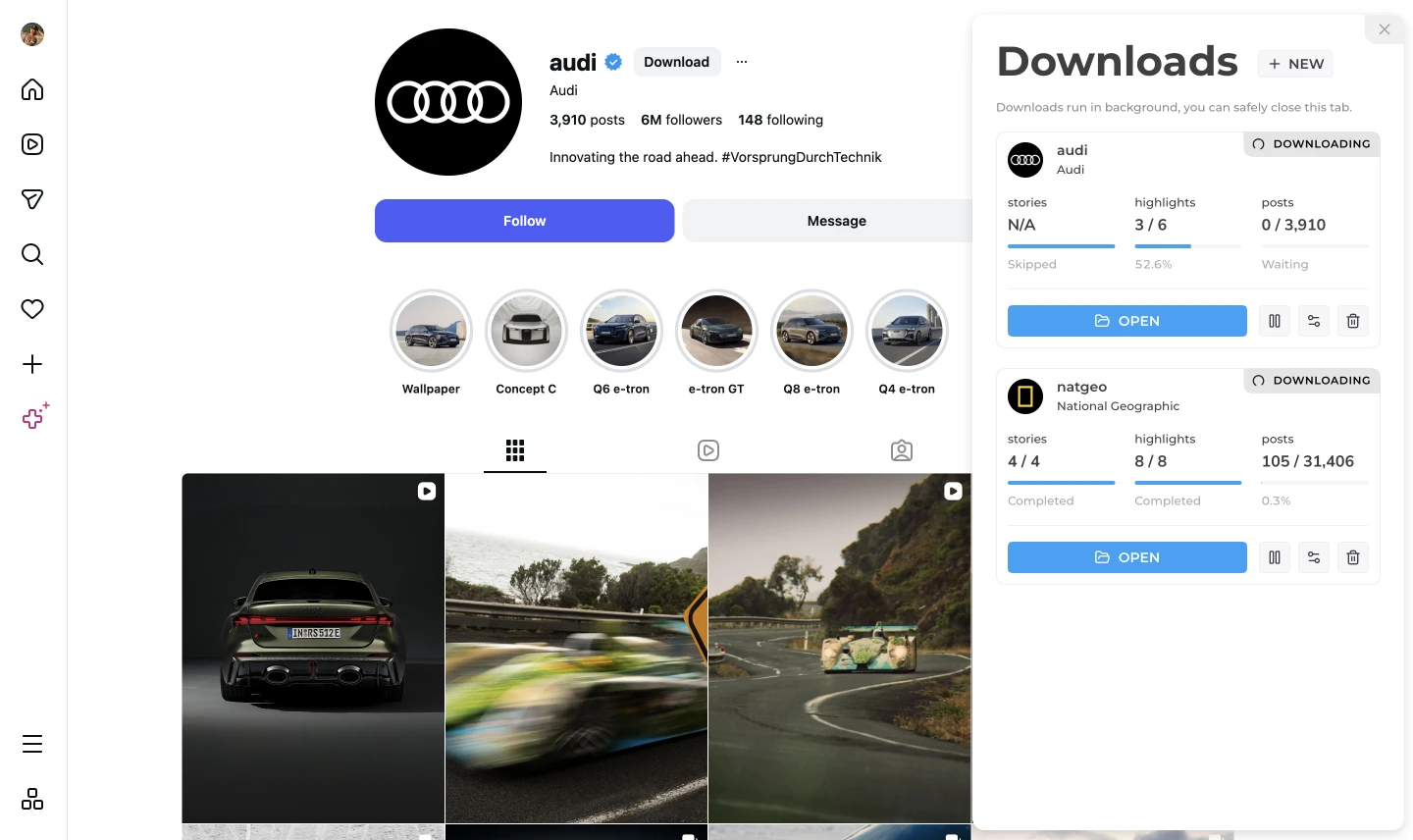 Multiple download tasks in different states