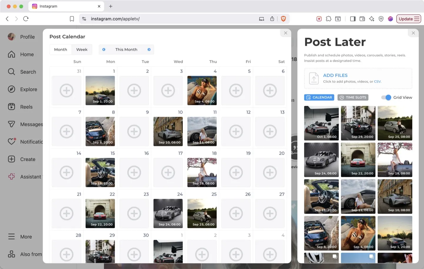 INSSIST Post Later Calendar Interface